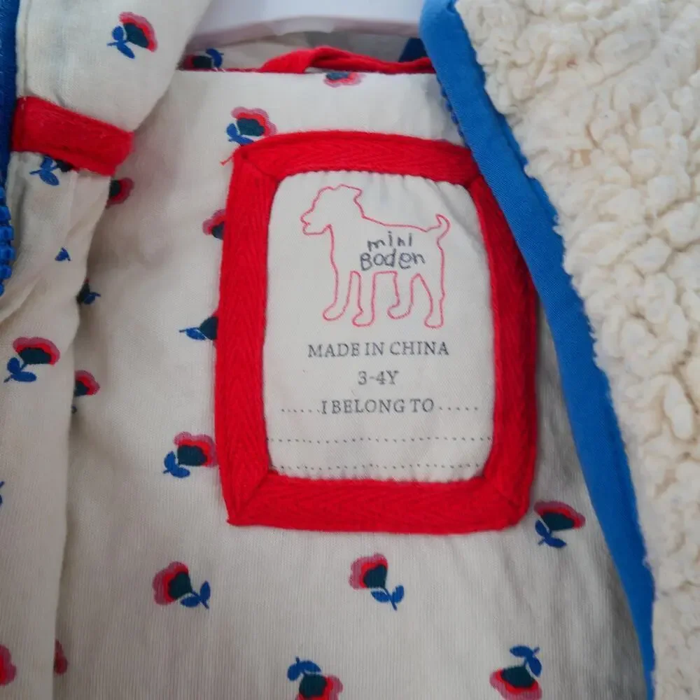 Mini Boden Cosy High Pile Sherpa Fleece Vest Girl's 3-4 yrs Full Zip Pockets